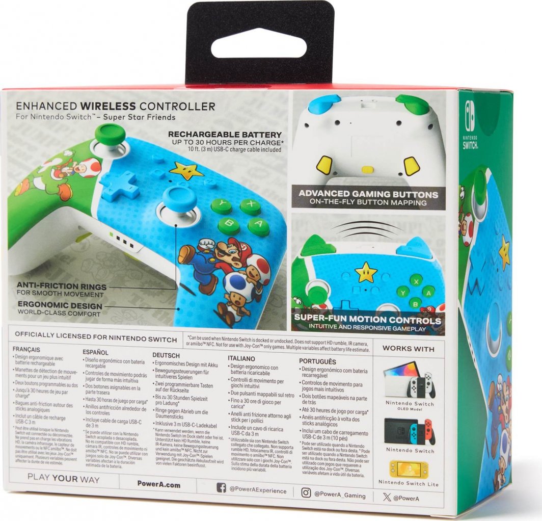 Kontroller PowerA Enhanced Super Star Friends, wireless, shumëngjyrësh
