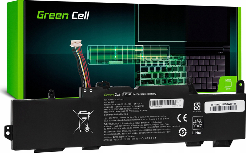 Bateri laptopi Green Cell SS03XL për HP EliteBook 735 745 830 840 G5 G6, 4100mAh 47Wh, e zezë