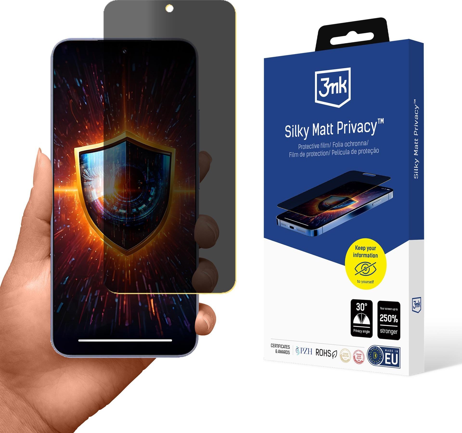 Folie mbrojtëse 3MK Silky Matt Privacy për Xiaomi 15, filter privatësie, sipërfaqe mat