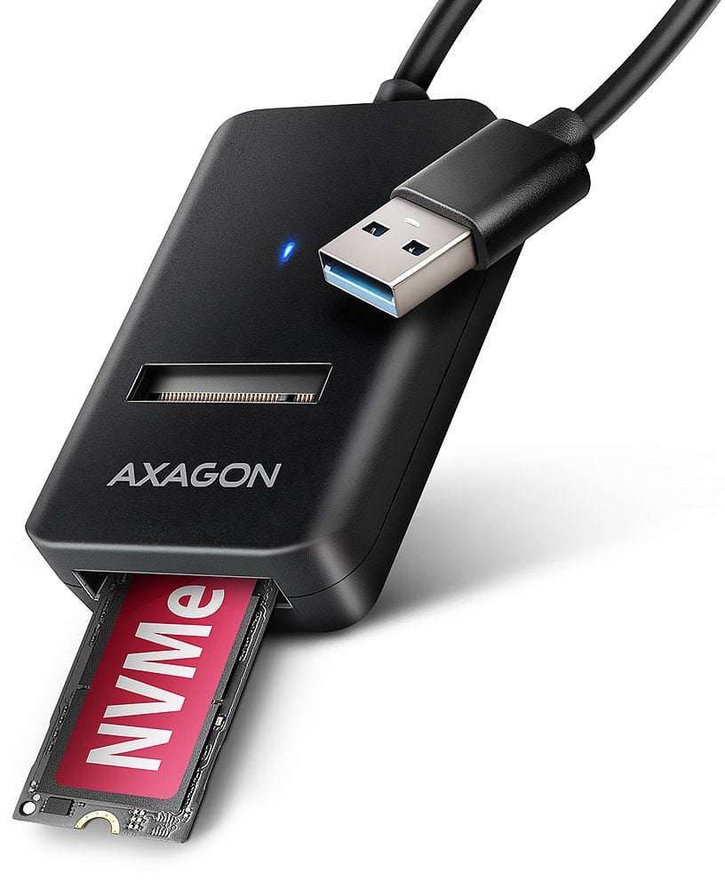 Adapter për SSD M.2 AXAGON ADM2-AM, NVMe dhe SATA, USB-A 10 Gbps, kabllo 10 cm
