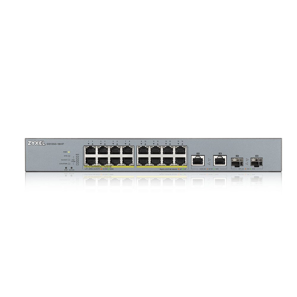 Switch i menaxhuar Zyxel GS1350-18HP, 16 porta Gigabit, PoE, gri