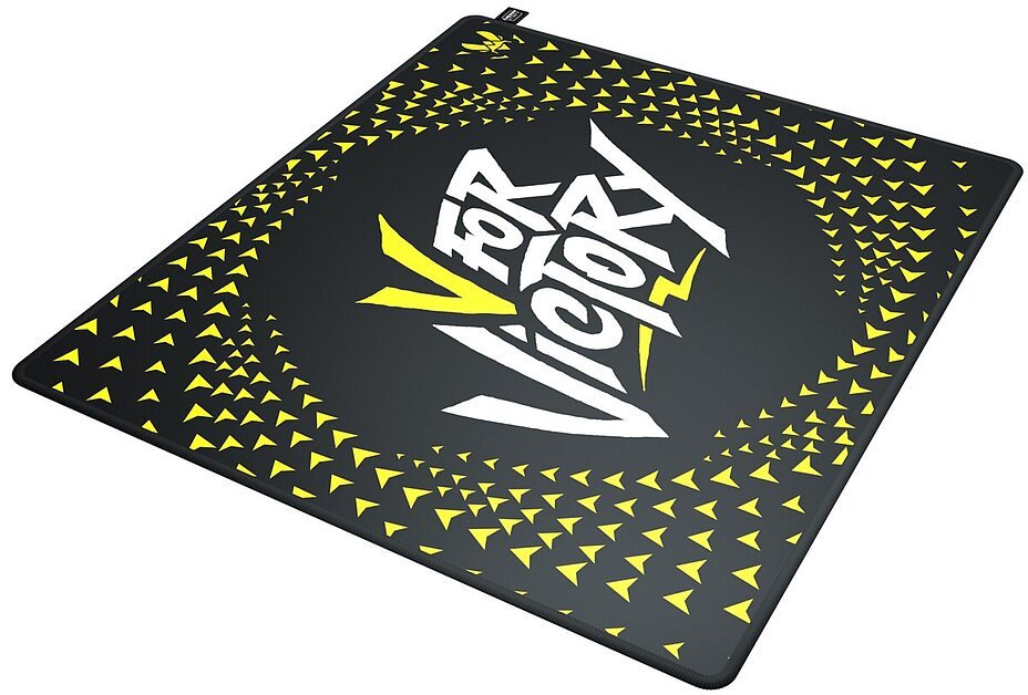 Mousepad gaming CHERRY XTRFY GP5 Vitality Black, madhësi e madhe, bazë gome kundër rrëshqitjes, dizajn i zi bardhë verdhë