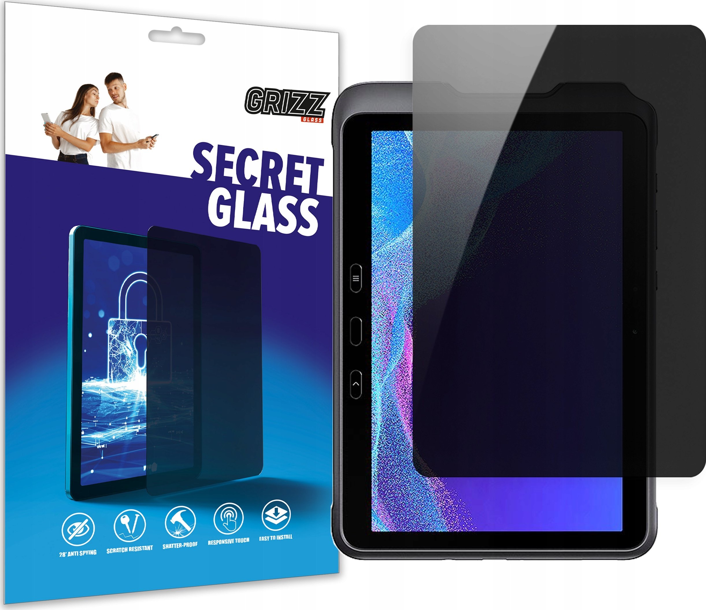 Xham mbrojtës GrizzGlass SecretGlass për Samsung Galaxy Tab Active4 Pro, privacy, transparent