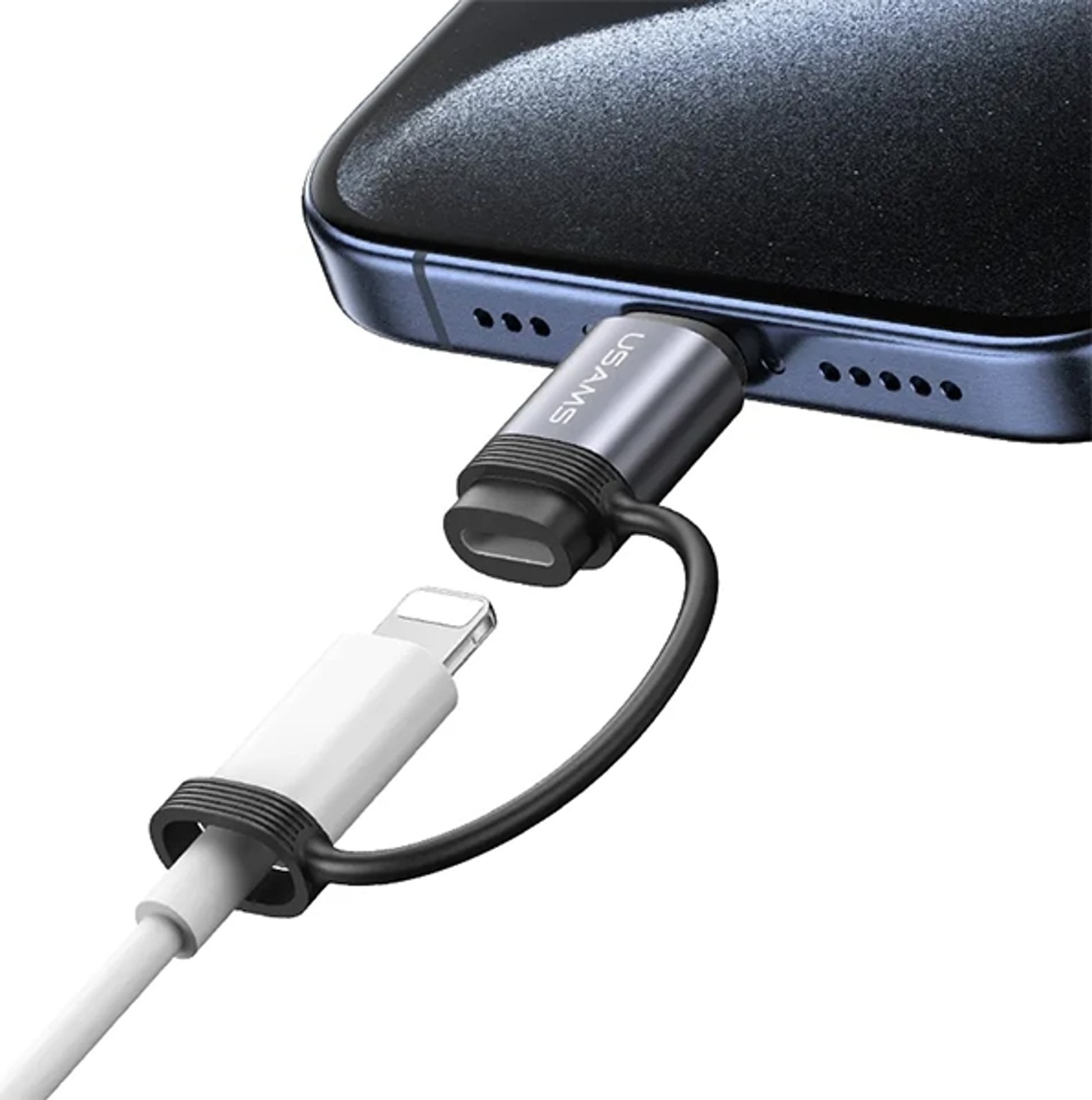 Adapter Lightning në USB C Usams AU17, 30W, alumini, i zi