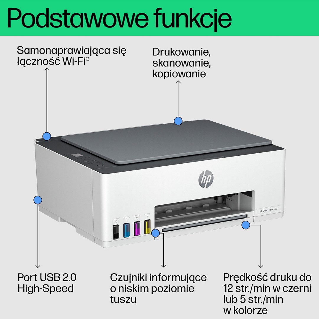 Printer inkjet HP Smart Tank 580, me tinti me depo, me ngjyra