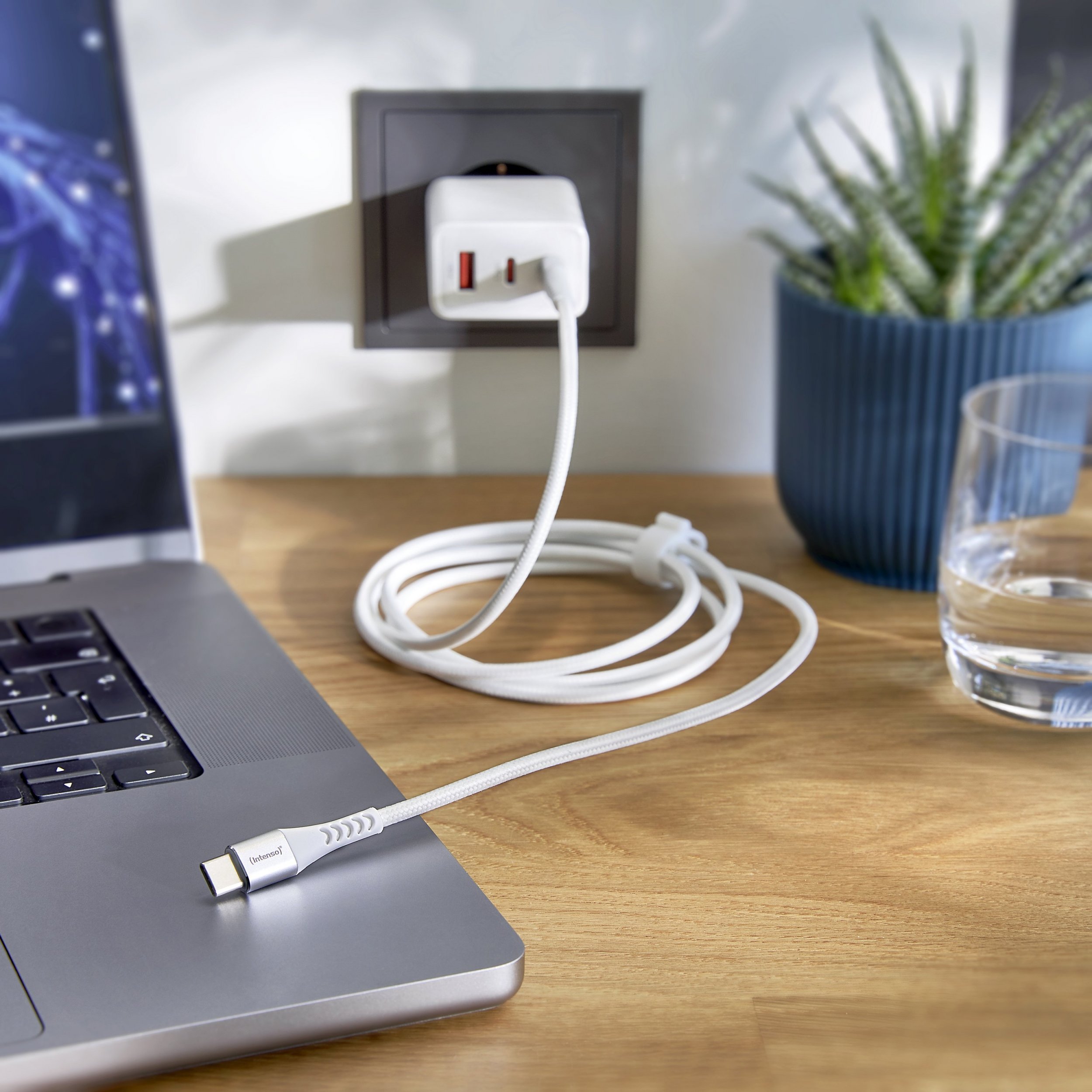 Kabllo USB Intenso USB C në USB C, 1.5 m, e bardhë