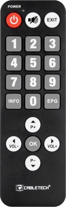 Telekomandë universale Cabletech Kruger&amp;Matz, për dekoder DVB T, për të moshuar, e zezë