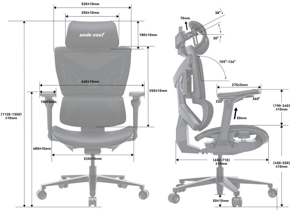 Karrige zyre ergonomike Anda Seat X-Air Pro Mesh, mbështetëse rrjete, e zezë