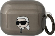 Mbajtëse Karl Lagerfeld KLAPHNIKTCK për AirPods Pro 2, TPU PC, me unazë varëse, e zezë