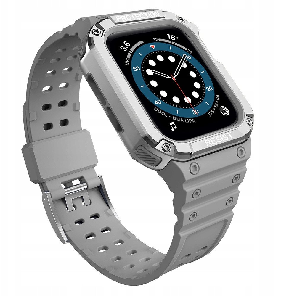 Rrip me mbrojtëse për Apple Watch 2/3/4/5/6/7/8/9 SE, 38/40/41mm, TPU, gri argjend
