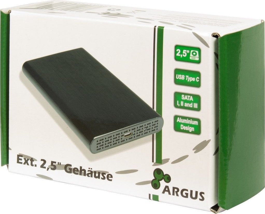 Kuti eksternale Inter-Tech GD-25010, 2.5", USB Type-C 10 Gbit/s, e zezë