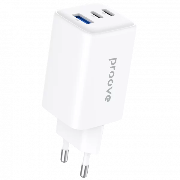 Karikues muri Proove Pocket, 65W, me 2×Type-C dhe USB, i bardhë