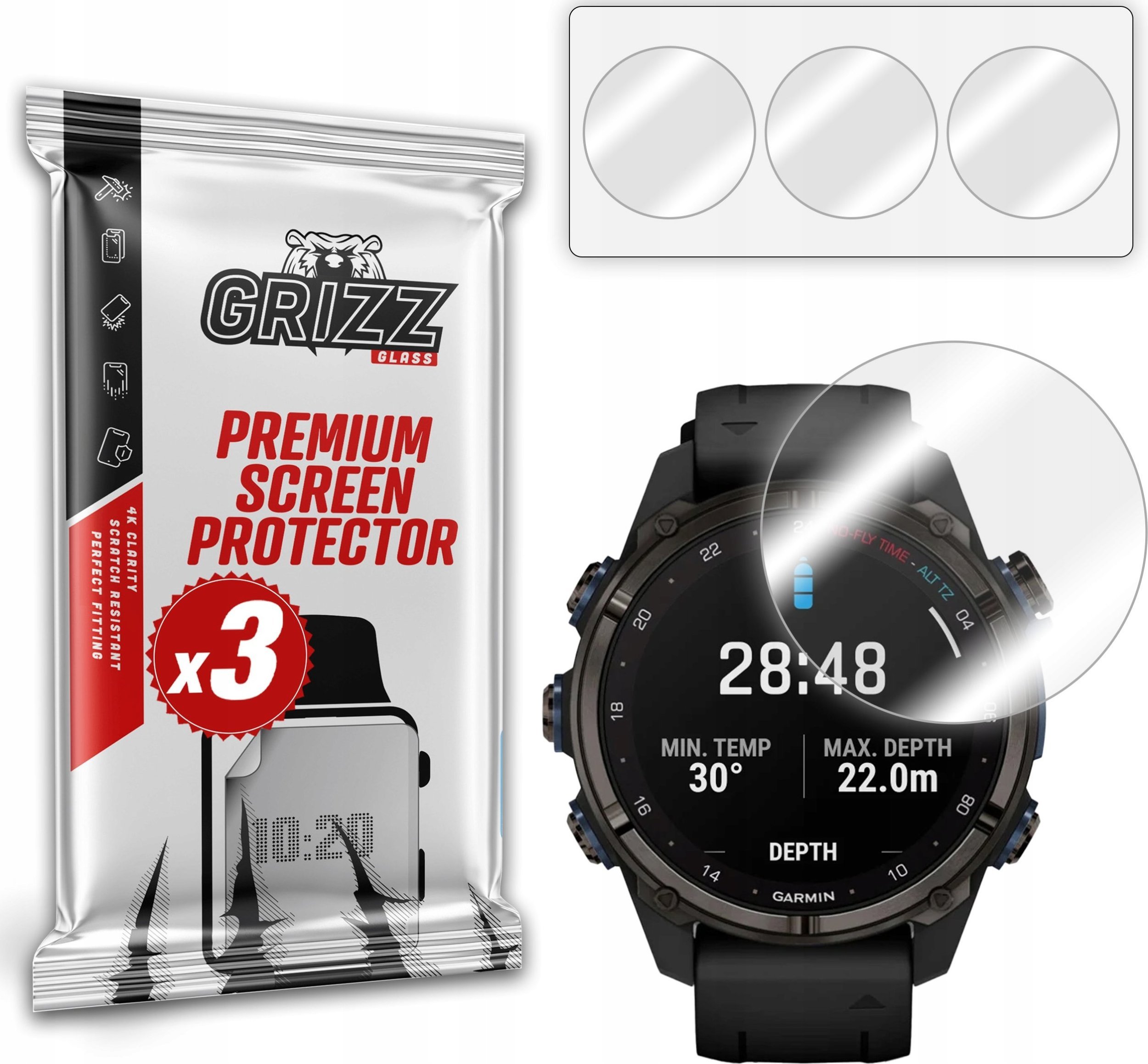 Folie mbrojtëse hydrogel për orë Garmin Descent Mk3i 51mm, paketim 3 copë, transparente