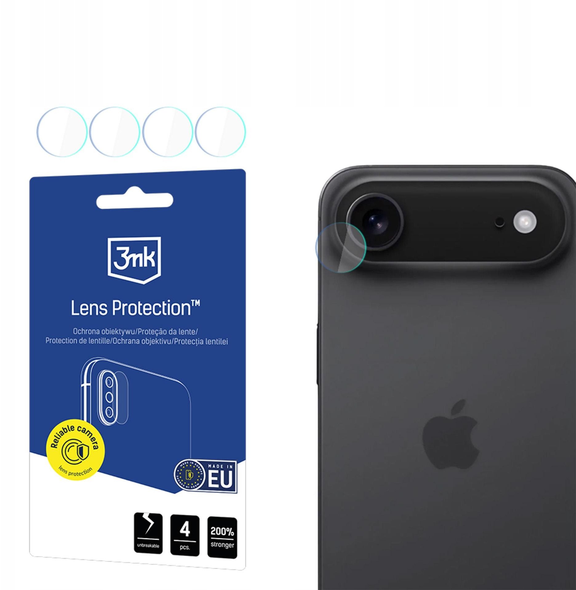 Mbrojtës lente 3MK Camera Lens Protect për Apple iPhone 17 Air, set 4 copë, transparent