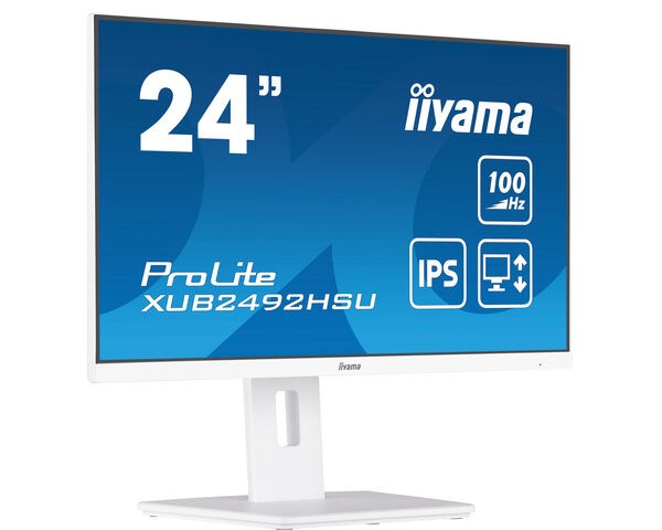 Monitor iiyama XUB2492HSU-W6, 23.8", 1920 x 1080, Full HD, 100 Hz, i bardhë