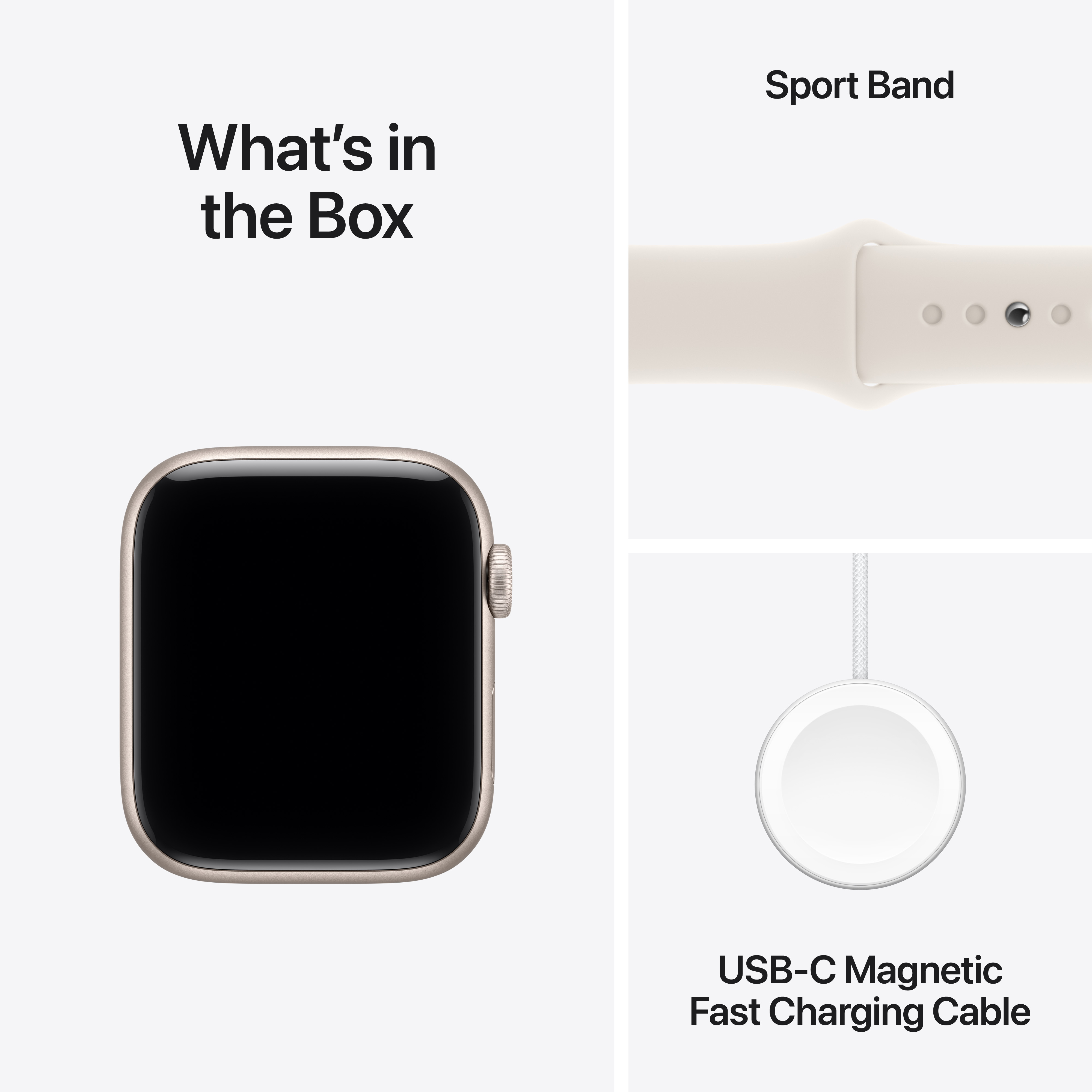 Apple Watch SE 3 GPS 44mm Starlight Aluminium Case with Starlight Sport Band, S/M