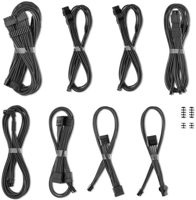Set kabllosh PSU CableMod C-Series Pro ModMesh, për Corsair Type 5 RMx Shift, 16-pin në 3x 8-pin PCIe, 65cm, karbon
