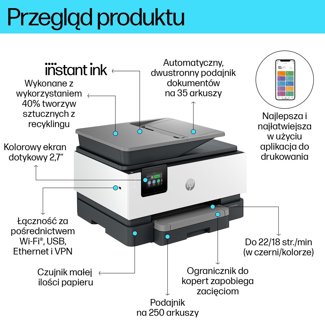 Printer HP OfficeJet Pro 9120e All-in-One, i zi/i bardhë