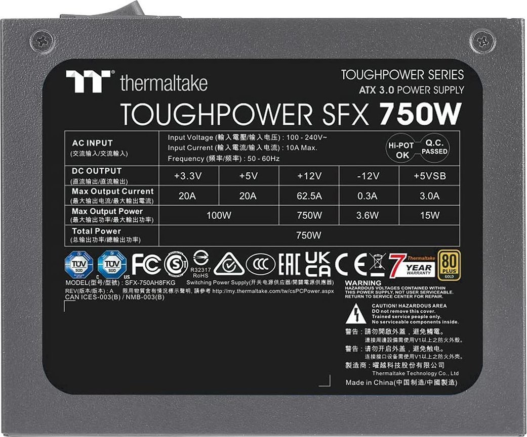Furnizues energjie Thermaltake ToughPower SFX Gold, 750W, 80 Plus Gold, i zi