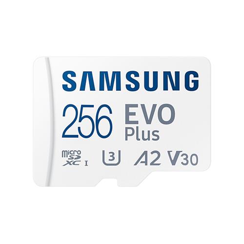 Kartë memorie Samsung EVO Plus, 256GB, MicroSDXC UHS I, e bardhë
