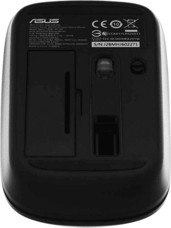 Maus Asus WT300, wireless, USB, i zi dhe i kuq