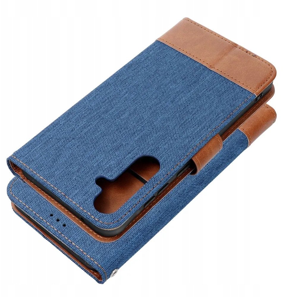 Kapak telefoni Siemens Book Case OEM Jeans për Samsung Galaxy S25 Edge, tip book, me xhepa për karta, blu