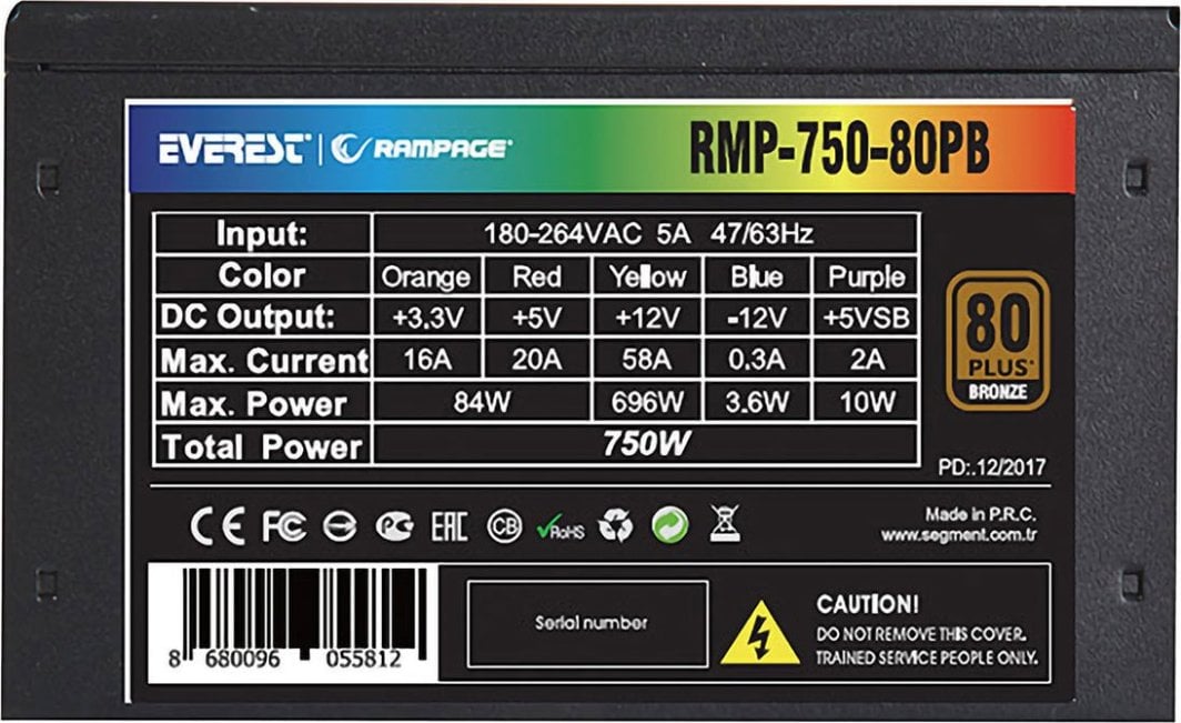 Burim energjie Rampage RMP-750-80PB ATX, 750W