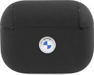 Mbulesë BMW BMAP2SSLBK për Apple AirPods Pro 2, lëkurë natyrale, logo argjendi, e zezë