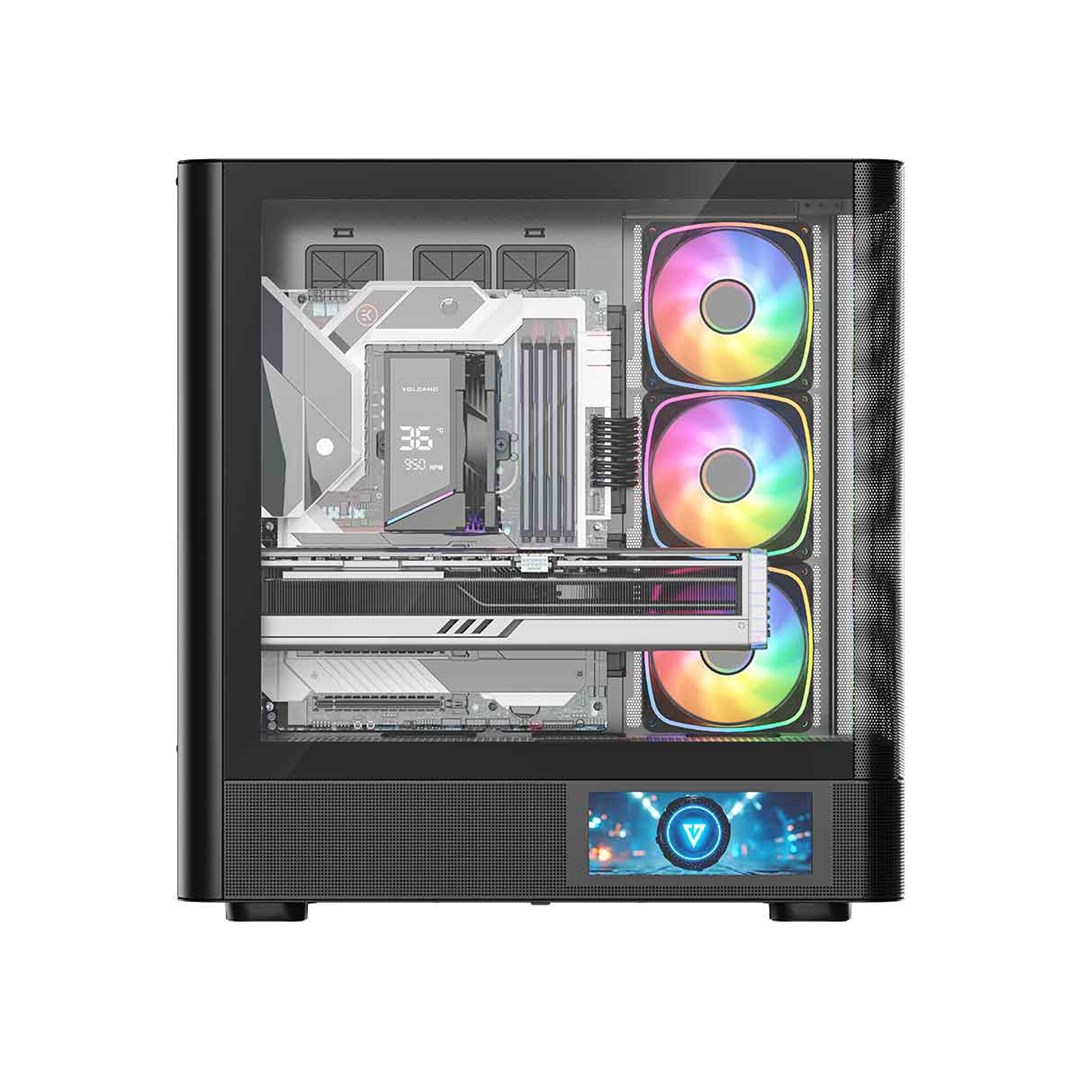 Kuti gaming MODECOM Volcano AQ400 ARGB, MIDI Tower, 4 ventilatorë ARGB, e zezë