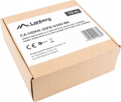 Kabllo HDMI Lanberg CA-HDMI-20FB-0100-BK, 10 m, HDMI 2.0, e zezë