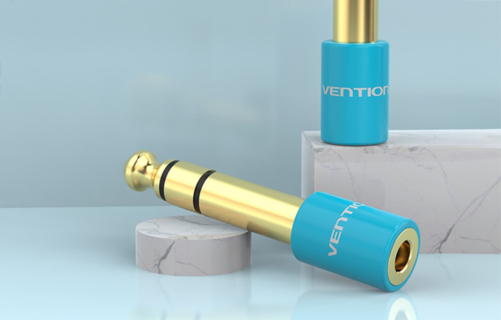 Adapter audio Vention, 6.3mm jack mashkull në 3.5mm femër, blu
