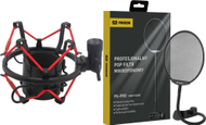 Mbajtëse mikrofoni Mozos SHM2 RED me pop filter PS PRO, diametër 48 54mm, e kuqe