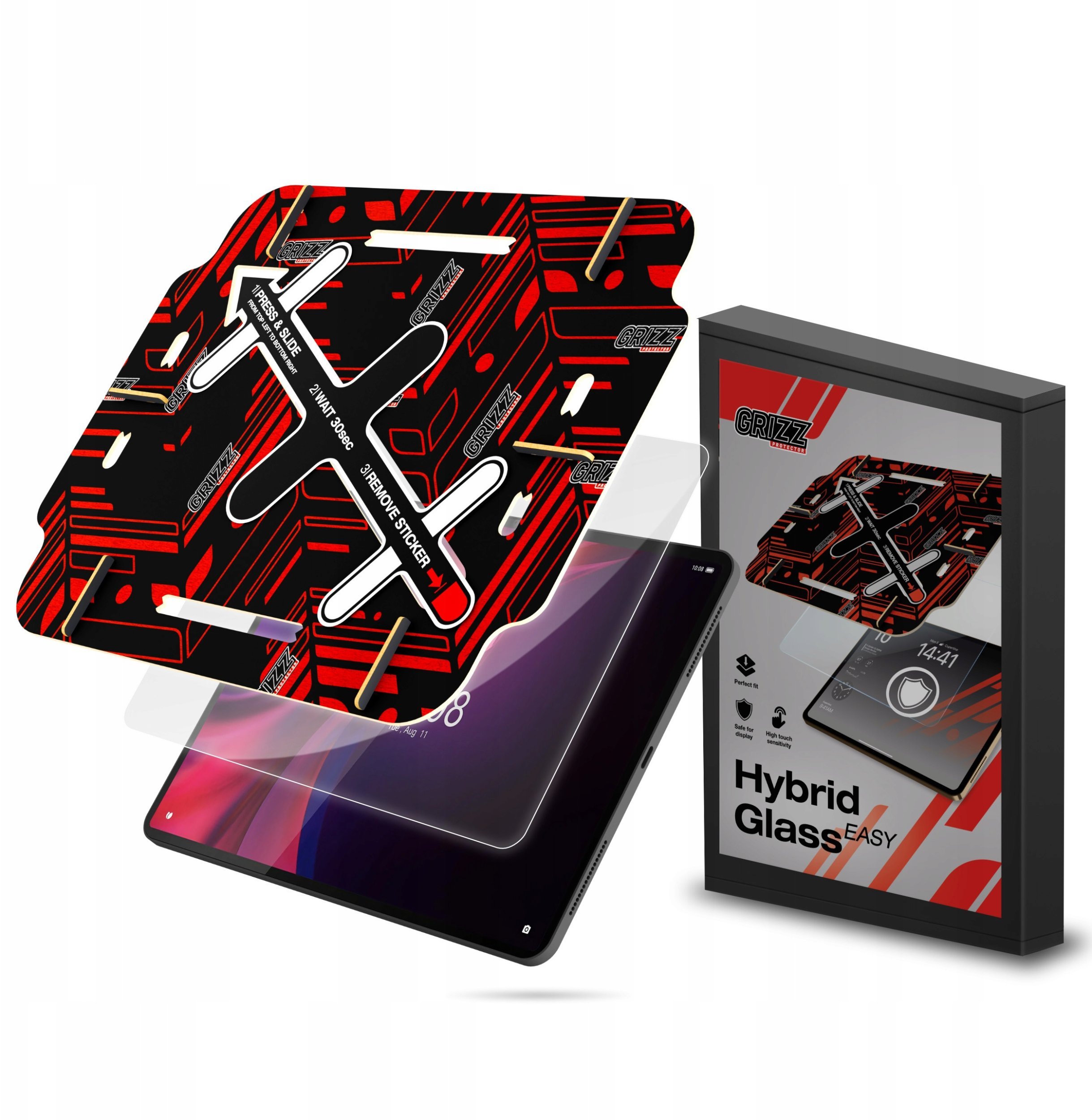 Mbrojtës ekrani GrizzGlass HybridGlass Easy për Lenovo Tab P12, xham hibrid transparent
