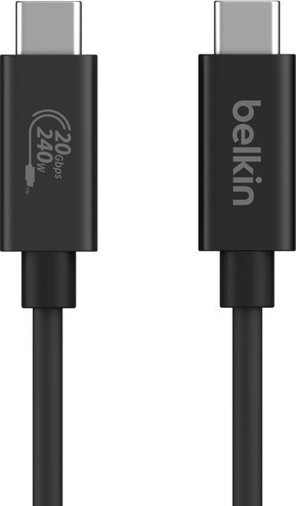 Kabllo Belkin USB-C në USB-C INZ004bt2MBK, USB4, 2 m, e zezë e bardhë