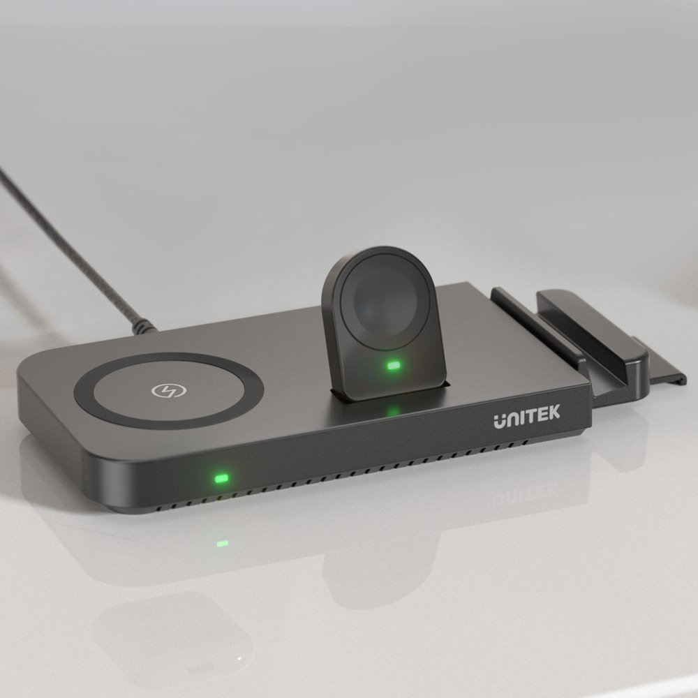 Karikues wireless Unitek, stacion 3 në 1, 48W, i zi