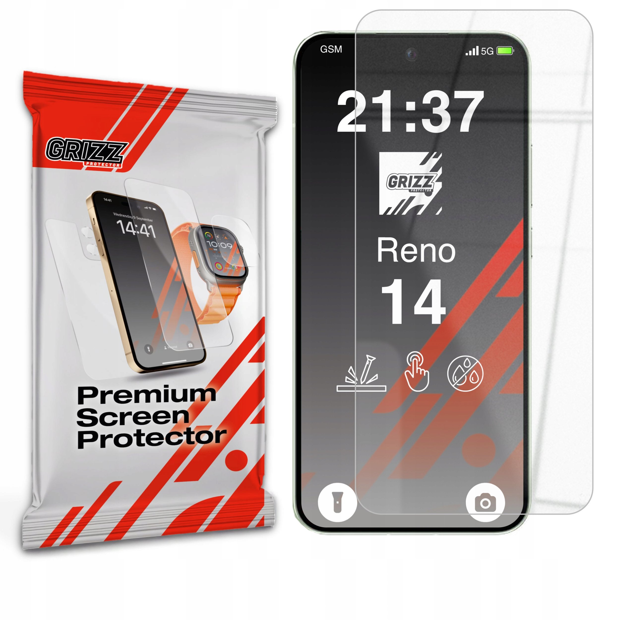 Xham mbrojtës Grizz HybridGlass për Oppo Reno14, 9H, transparent
