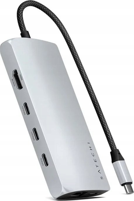 Adaptues USB C Satechi ST P8KES, Multiport 8K, Ethernet gigabit, argjendtë