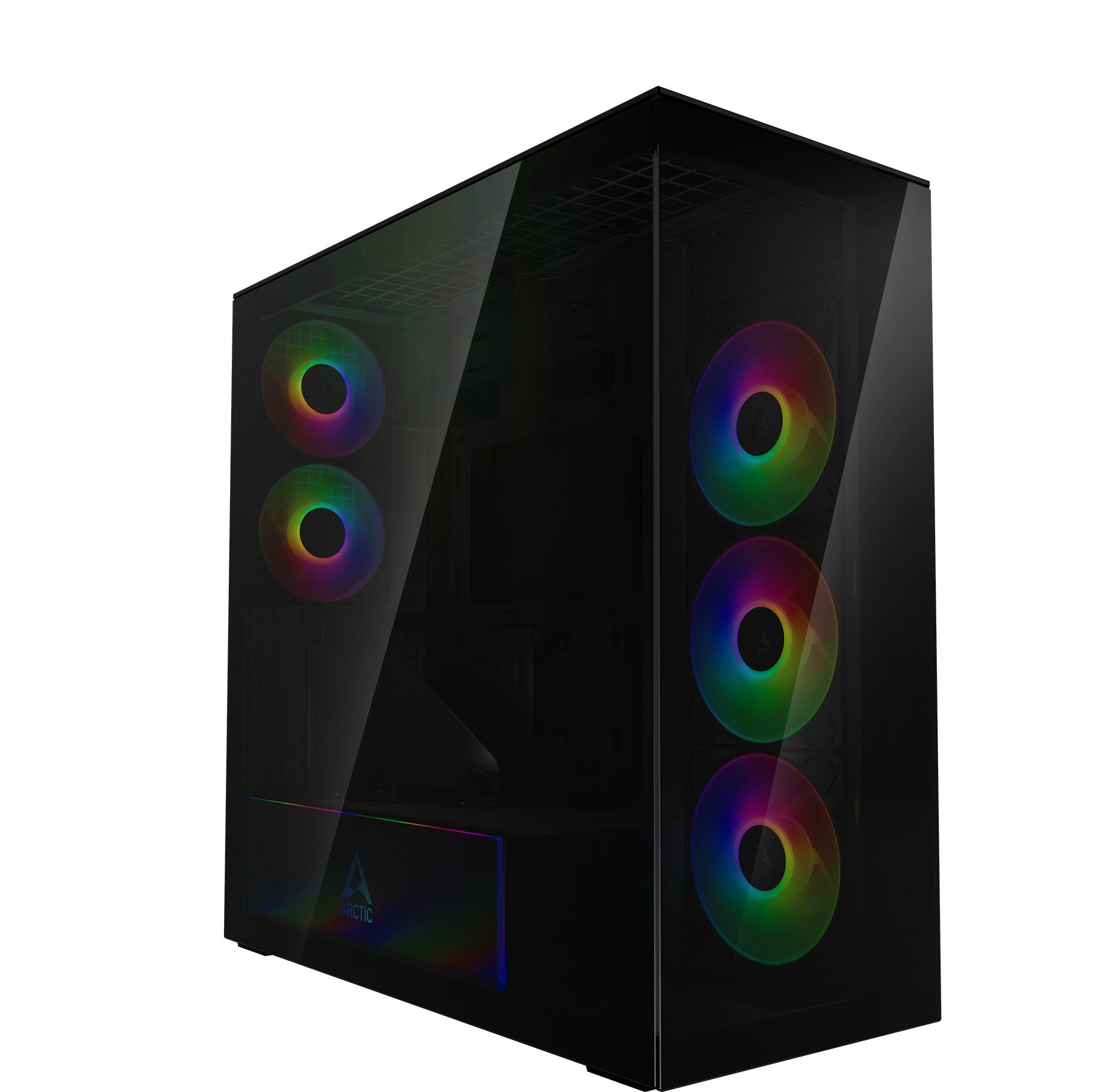 Kuti PC Arctic Xtender VG, mid tower, panel xhami i temperuar, A RGB, montim vertikal GPU, e zezë