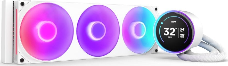Ftohës uji për procesor NZXT Kraken Elite 360 RGB, 360 mm, ekran IPS 2.72", i bardhë