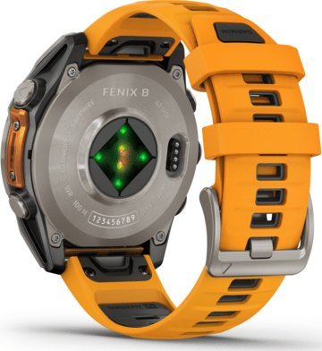 Ora smartwatch Garmin Fenix 8 AMOLED Sapphire, 47mm, GPS, portokalli