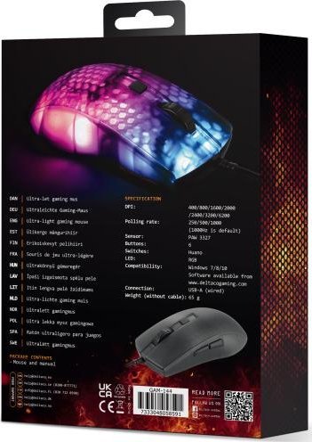 Maus gaming Deltaco Gaming DM310, 6200 DPI, 6 butona, i zi transparent