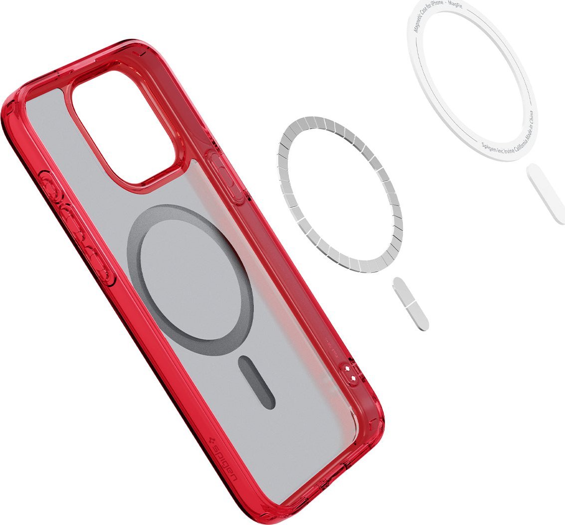 Mbulesë telefoni Spigen Ultra Hybrid MagSafe, për iPhone 15 Pro, frost deep red