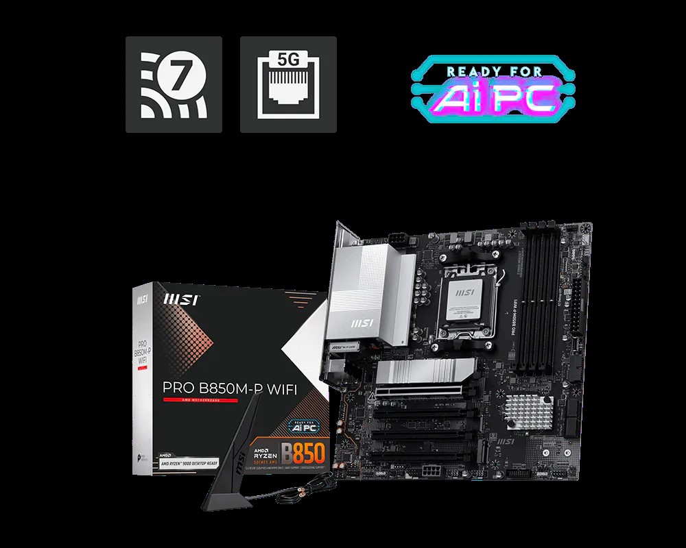 Pllakë amë MSI PRO B850M-P WIFI për AMD Ryzen 7000/8000/9000