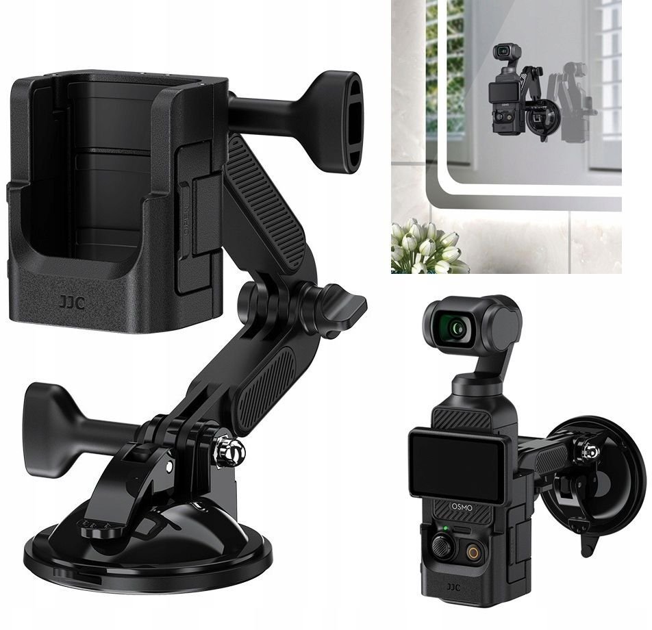 Mbajtëse me kupë thithëse JJC SCM OP3, për DJI Pocket 3, me cold shoe, e zezë