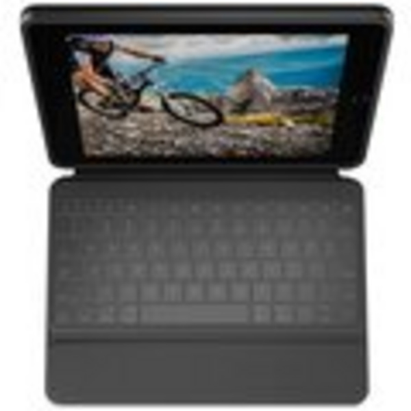 Mbrojtëse Logitech Rugged me tastierë për Apple iPad (gjenerata 7-të, 8-të), US, e zezë