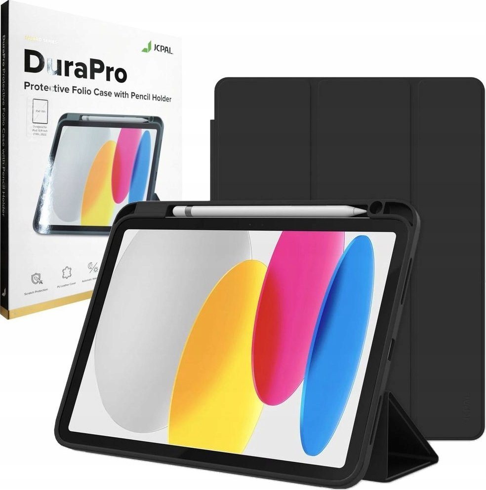 Futrollë mbrojtëse JCP DuraPro JCP5428 për iPad 10.9" 2022, me mbajtëse për Apple Pencil, e zezë