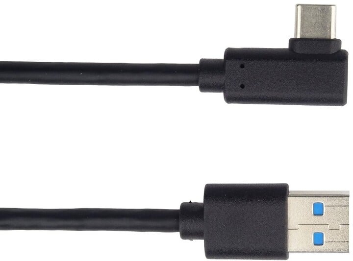 Kabllo PremiumCord USB-C, lidhës i lakuar 90 ° - USB 3.0 A / M, 3m, e zezë