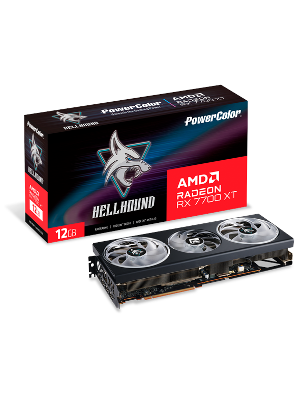 Kartë grafike PowerColor Hellhound Radeon RX 7800 XT, 12GB GDDR6, gaming, e zezë