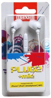 Kufje me tel Plugz, universale, me mikrofon, të bardha