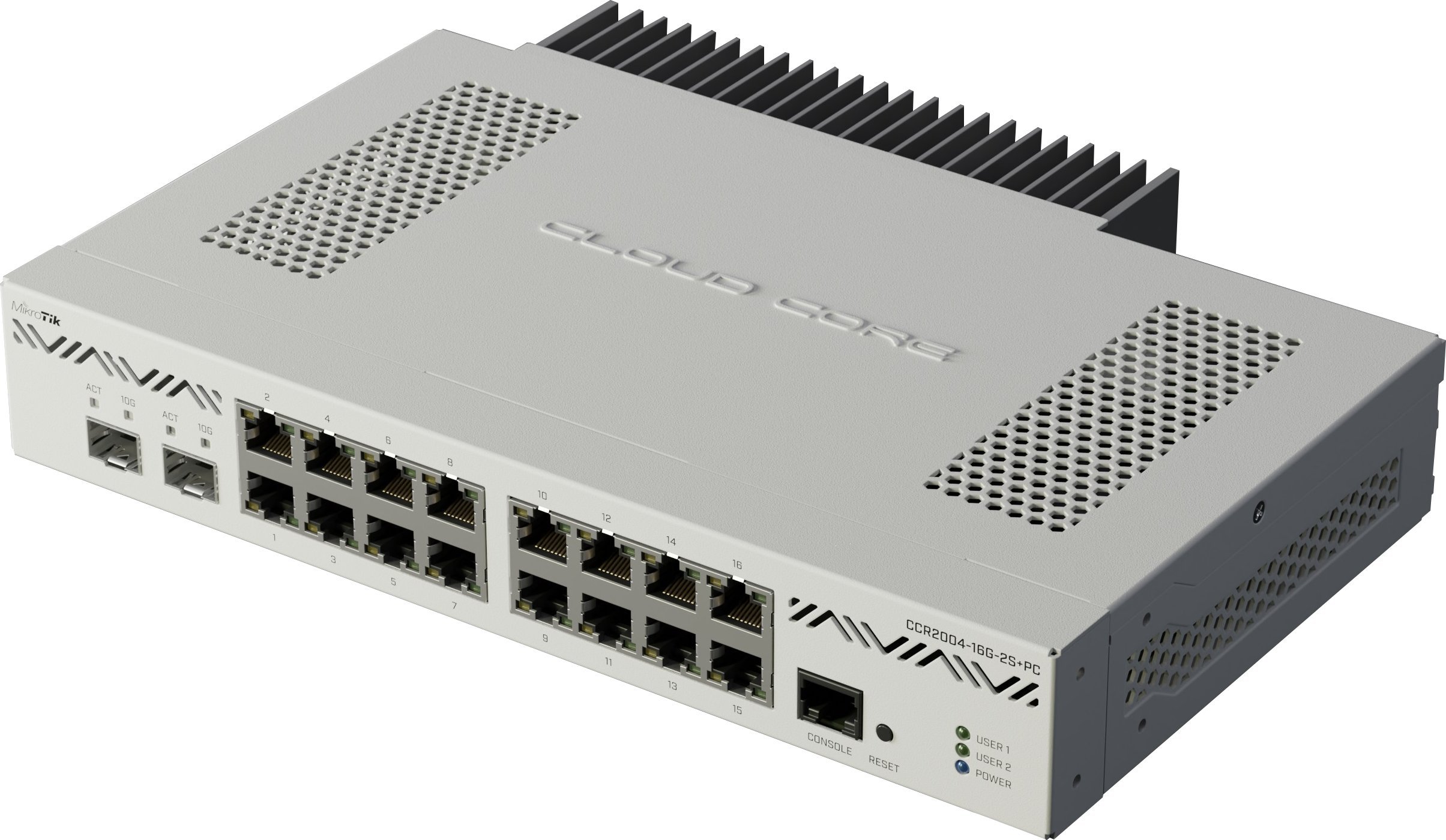 Router MikroTik CCR2004 CCR2004-16G-2S+PC, 16x Gigabit, 2x 10G SFP+, i bardhë